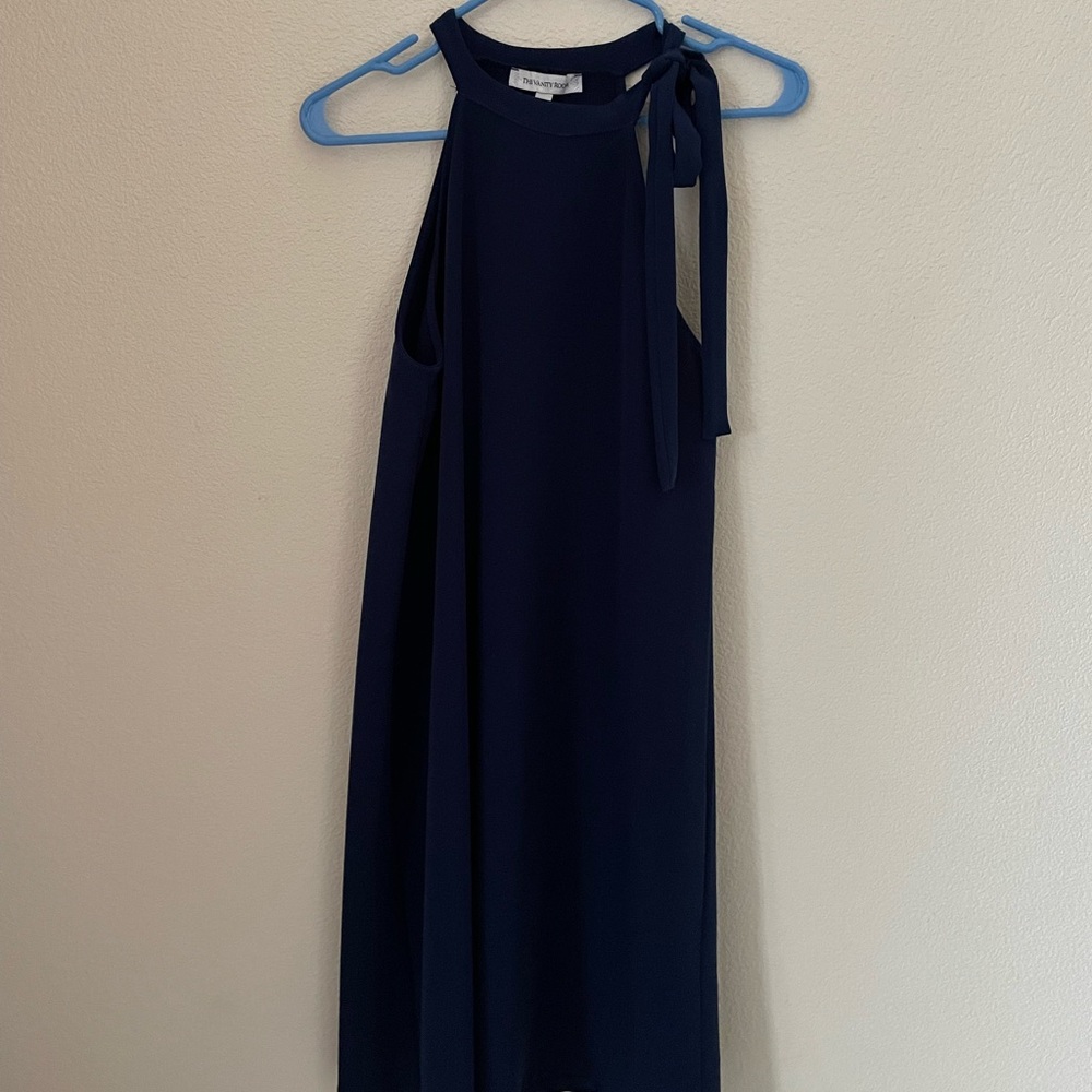 The Vanity Room: Navy Blue Sleeveless Tie Shift Dress (Excellent Condition)